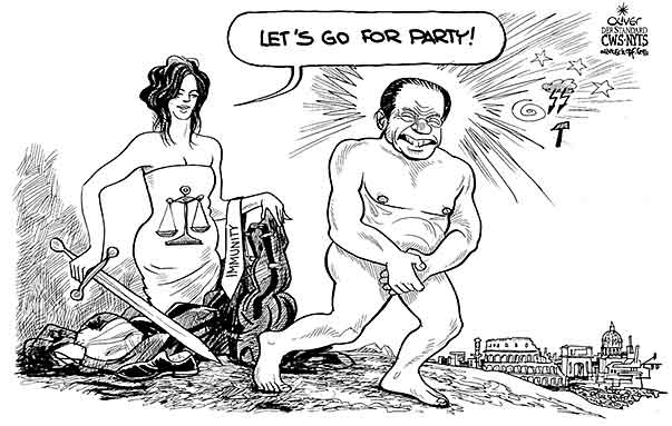  
Oliver Schopf, editorial cartoons from Austria, cartoonist from Austria, Austrian illustrations, illustrator from Austria, editorial cartoon
Europe EU eu European union italy 2009: italy, Berlusconi, justitia to naked berlusconi let s go for party italy, berlusconi, immunity, party, nude
