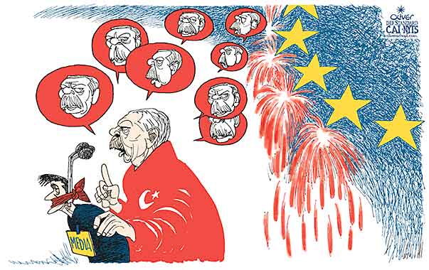  
Oliver Schopf, editorial cartoons from Austria, cartoonist from Austria, Austrian illustrations, illustrator from Austria, editorial cartoon
Europe EU eu European Turkey 2017 TURKEY ERDOGAN FREEDOM SPEECH MEDIA PRESS EUROPE BALLOON BUBBLE      


