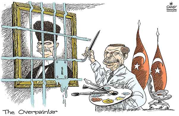 Oliver Schopf, editorial cartoons from Austria, cartoonist from Austria, Austrian illustrations, illustrator from Austria, editorial cartoon politics politician International, Cartoon Arts International, New York Times Syndicate, Cagle cartoon 2016 TURKEY ERDOGAN KEMAL ATATURK JAIL PRISON PAINT OVERPAINTER PAINTING PICTURE
   

