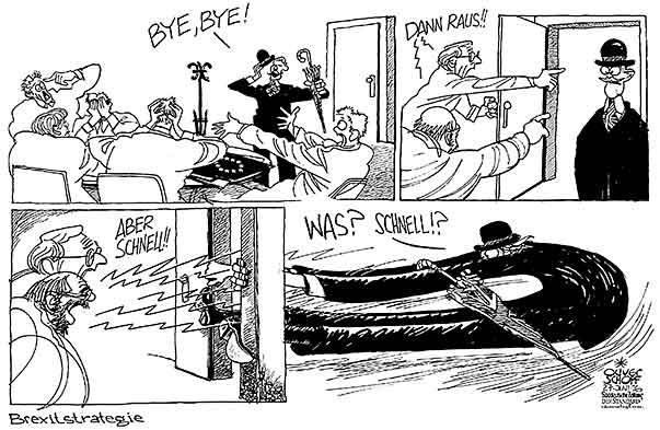 Oliver Schopf, politischer Karikaturist aus Österreich, politische Karikaturen aus Österreich, Karikatur Cartoon Illustrationen Politik Politiker Europa 2016 : EU GROSSBRITANNIEN VEREINIGTES KÖNIGREICH BREXIT REFERENDUM AUSTRITT VERLASSEN JUNCKER MARTIN SCHULZ SCHNELL 






