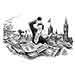 Oliver Schopf, editorial cartoons from Austria, cartoonist from Austria, Austrian illustrations, illustrator from Austria, editorial cartoon politics politician Europe 2011 eu great Britain London Cameron Murdoch news of the world yellow press houses of parliament big ben 