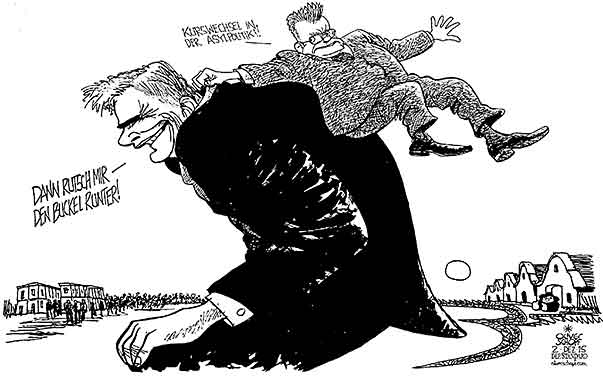Oliver Schopf, politischer Karikaturist aus Österreich, politische Karikaturen aus Österreich, Karikatur Cartoon Illustrationen Politik Politiker Österreich 2015 : FLÜCHTLINGE ASYLPOLITIK KURSWECHSEL FAYMANN HANS NIESSL BURGENLAND UNTERKUNFT


