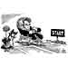 Oliver Schopf, editorial cartoons from Austria, cartoonist from Austria, Austrian illustrations, illustrator from Austria, editorial cartoon politics politician Austria 2010: president elections fischer freedom party race start dirty bucket