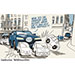 Oliver Schopf, politischer Karikaturist aus Österreich, politische Karikaturen aus Österreich, Karikatur Cartoon Illustrationen Politik Politiker Österreich 2024: AUTO SUV PARIS WIEN PARKPLATZ RAUM STADT VERKEHR UNIVERSUM AUSDEHNUNG 