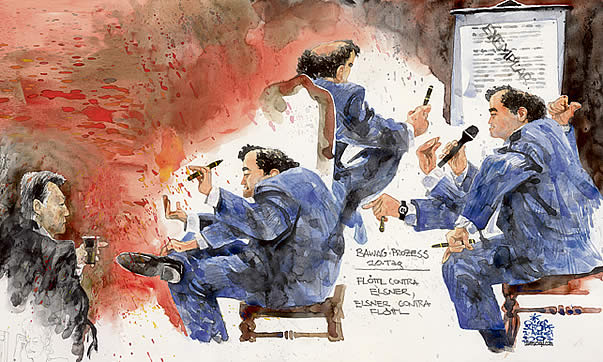 Oliver Schopf, Karikaturist, Gerichtsillustration: Bawag-Prozess 2007