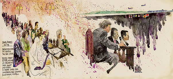 Oliver Schopf, Karikaturist, Gerichtsillustration Gerichtszeichnung: Bawag-Prozess 2007