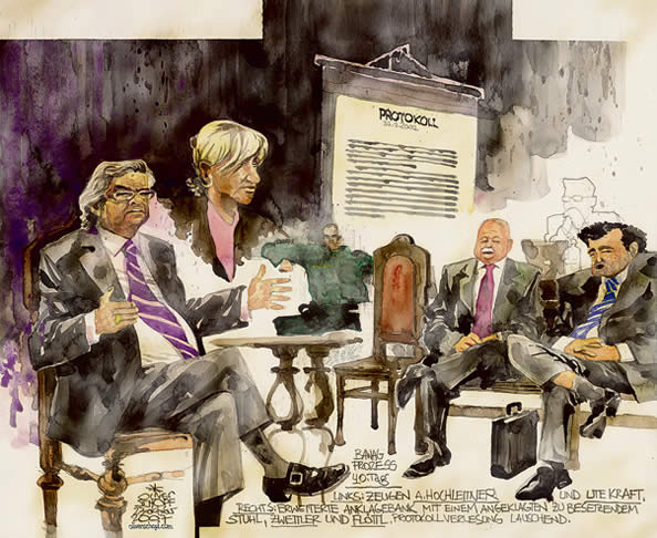 Oliver Schopf, Karikaturist, Gerichtsillustration: Bawag-Prozess 2007