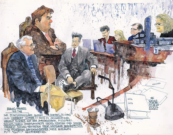 Oliver Schopf, Karikaturist, Gerichtsillustration: Bawag-Prozess 2007
