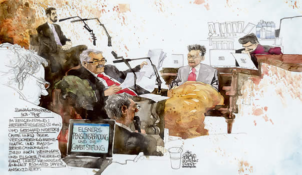 Oliver Schopf, Karikaturist, Gerichtsillustration: Bawag-Prozess 2007