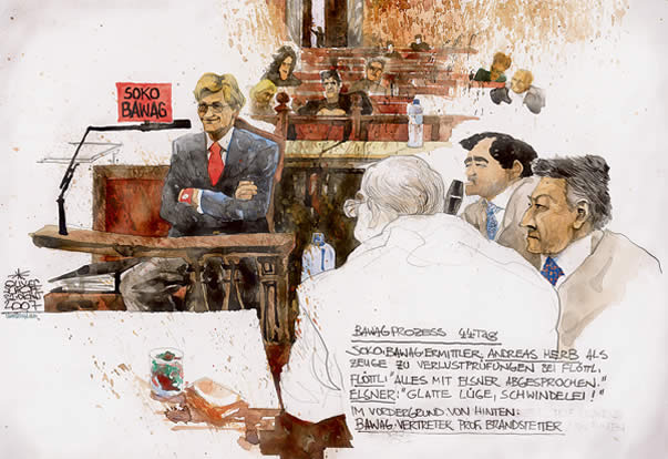 Oliver Schopf, Karikaturist, Gerichtsillustration: Bawag-Prozess 2007