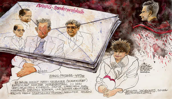 Oliver Schopf, Karikaturist, Gerichtsillustration: Bawag-Prozess 2007