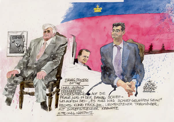 Oliver Schopf, Karikaturist, Gerichtsillustration: Bawag-Prozess 2007