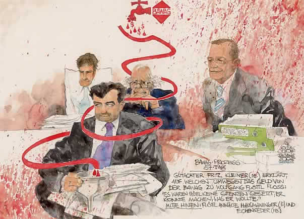 Oliver Schopf, Karikaturist, Gerichtsillustration: Bawag-Prozess 2007