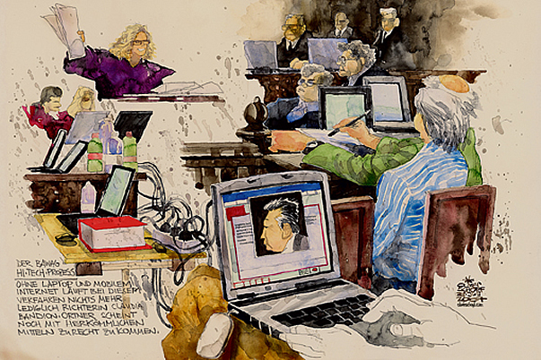 Oliver Schopf, Karikaturist, Gerichtsillustration: Bawag-Prozess 2007