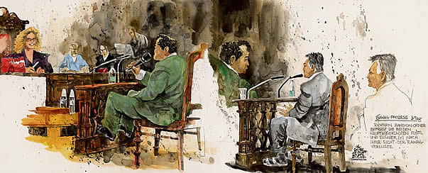 Oliver Schopf, Karikaturist, Gerichtsillustration: Bawag-Prozess 2007