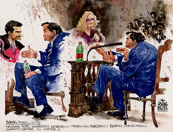 Oliver Schopf, Karikaturist, Gerichtsillustration: Bawag-Prozess 2007
