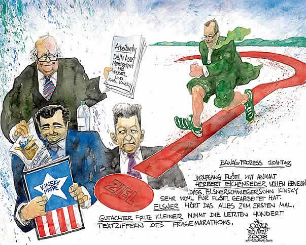 Oliver Schopf, politischer Karikaturist aus �sterreich, politische Karikaturen aus �sterreich, Karikatur, Illustrationen, Gerichtssaalzeichnung �sterreich 2008: Bawag, tag 104, wolfgang floettl, herbert eichenseder, karl kinsky, helmut elsner, fritz kleiner, fragemarathon









  