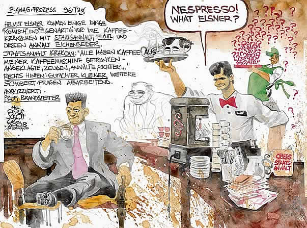 Oliver Schopf, politischer Karikaturist aus �sterreich, politische Karikaturen aus �sterreich, Karikatur, Illustrationen, Gerichtssaalzeichnung �sterreich 2008: Bawag, helmut elsner, wolfgang floettl, fritz kleiner, claudia bandion-ortner, wolfgang schubert, murmeltier, und taeglich grue�t das murmeltier, motten, nebel 










  