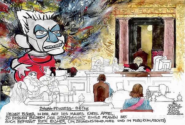 Oliver Schopf, politischer Karikaturist aus �sterreich, politische Karikaturen aus �sterreich, Karikatur, Illustrationen, Gerichtssaalzeichnung �sterreich 2008: Bawag, helmut elsner, ruth elsner, karel appel, bilder, georg krakow, claudia bandion-ortner








  