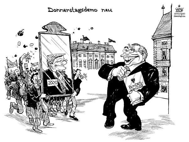 oliver schopf, editorial cartoon, gusenbauer, schuessel, chancellor