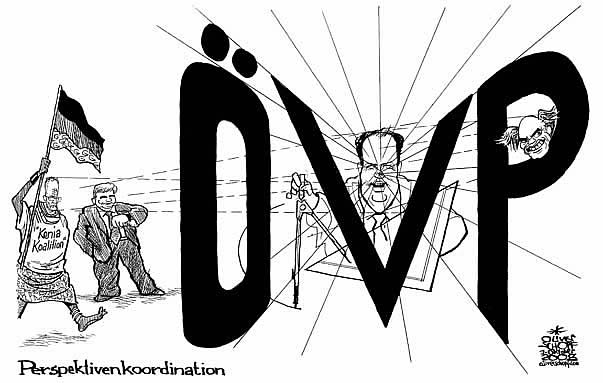 Oliver Schopf, politischer Karikaturist aus �sterreich, politische Karikaturen aus �sterreich, Karikatur, Illustrationen �sterreich 2008:
Oevp, perspektiven, josef proell, erwin proell, faymann, van der bellen, kenia-koalition

