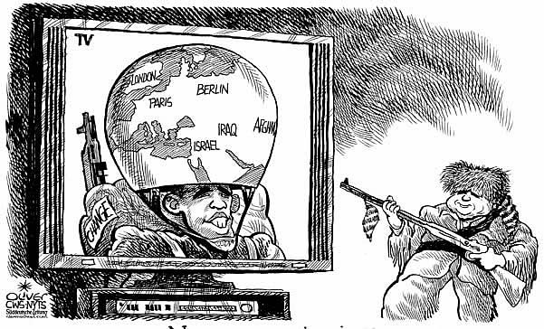 Oliver Schopf, politischer Karikaturist aus �sterreich, politische Karikaturen aus �sterreich, Karikatur Illustrationen international 2008: USA, wahlen, barack obama, john mccain, auslandsreise 