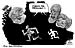 Oliver Schopf, politischer Karikaturist aus &Ouml;sterreich, politische Karikaturen aus &Ouml;sterreich, Karikatur Illustrationen international 2008: usa, demokraten, parteikonvent, schatten, edward kennedy, bill clinton, hillary clinton 