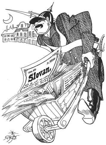 Oliver Schopf, politischer Karikaturist aus Österreich, politische Karikaturen aus Österreich, Karikatur Illustrationen Artwork Skizzen illustrative Zeichnung Zeichnungen: Buchillustration „C.k.disident Karel Havlicek“, Jiri Morava 
