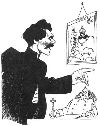 Oliver Schopf, politischer Karikaturist aus Österreich, politische Karikaturen aus Österreich, Karikatur Illustrationen Artwork Skizzen illustrative Zeichnung Zeichnungen: Buchillustration Buchillustration aus: „C.k.disident Karel Havlicek“, Jiri Morava
