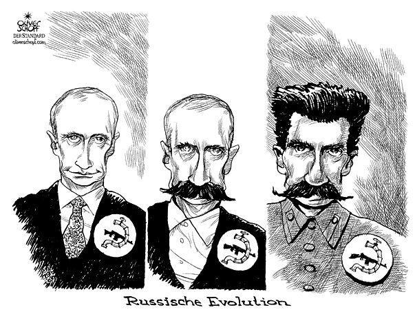  Oliver Schopf, politischer Karikaturist aus Österreich, politische Karikaturen, Illustrationen Archiv politische Karikatur Europa Russland
 putin, russland, evolution, stalin
