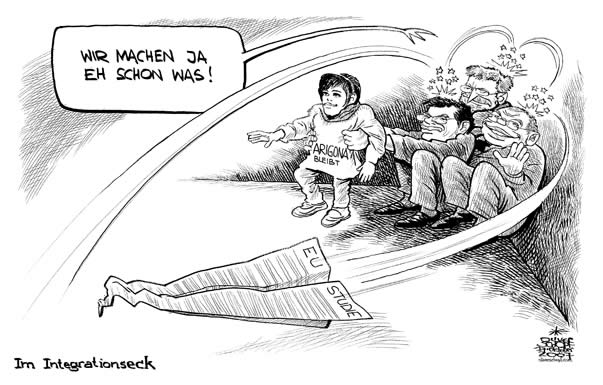  Oliver Schopf, politischer Karikaturist aus Österreich, politische Karikaturen, Illustrationen Archiv politische Karikatur Österreich: 2007: arigona, platter, gusenbauer, flucht, aegypten, abschieben, kirchenrecht
 