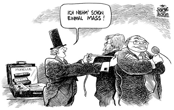  Oliver Schopf, politischer Karikaturist aus Österreich, politische Karikaturen, Illustrationen Archiv politische Karikatur Österreich: Koalition ÖVP SPÖ 2006-2008 2008:
Regierung, grosse koalition, gusenbauer, molterer, begraebnis, sarg, mass nehmen
