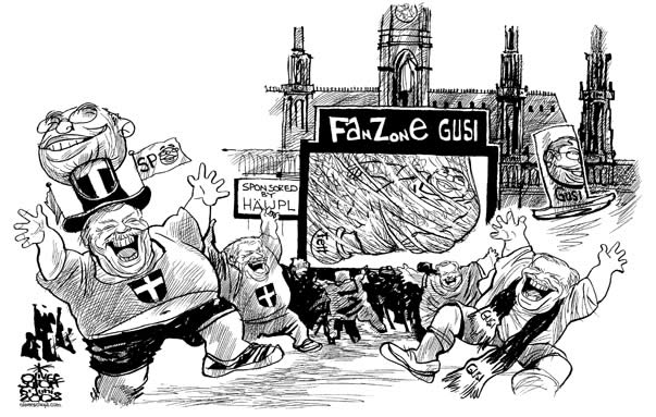  Oliver Schopf, politischer Karikaturist aus Österreich, politische Karikaturen, Illustrationen Archiv politische Karikatur Österreich Regierung Gusenbauer
2008:
Spoe, gusenbauer, haeupl, fanzone, fussball, wien, rathausplatz

