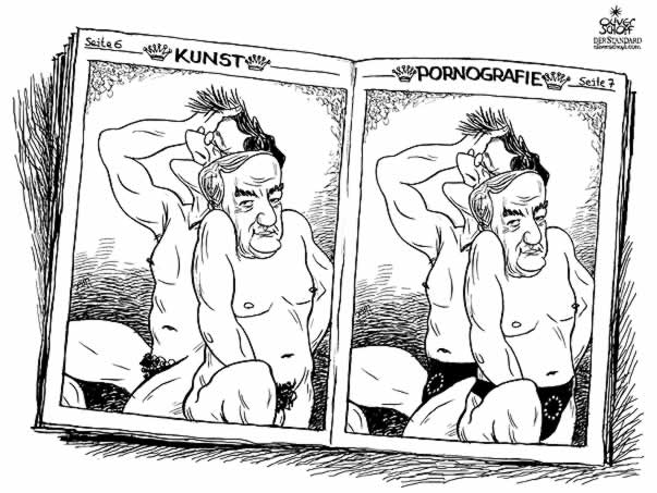  Oliver Schopf, politischer Karikaturist aus Österreich, politische Karikaturen, Illustrationen Archiv politische Karikatur Österreich:  
 hans dichand,  krone kronenzeitung wolfgang schuessel schüssel porno plakate kunst oder pornographie

