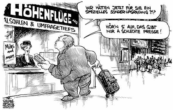  Oliver Schopf, politischer Karikaturist aus Österreich, politische Karikaturen, Illustrationen Archiv politische Karikatur Österreich Regierung Gusenbauer
 2008; alfred gusenbauer, upgrading, flughafen, hoehenfluege, umfragetief, check in

