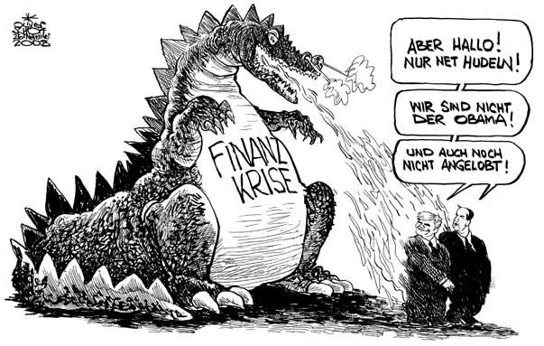  Oliver Schopf, politischer Karikaturist aus Österreich, politische Karikaturen, Illustrationen Archiv politische Karikatur Österreich Regierungsbildung 2008:
Regierung, faymann, proell, monster, finanzkrise



