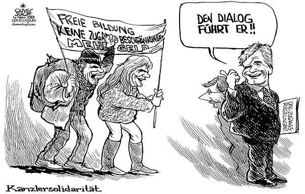  Oliver Schopf, politischer Karikaturist aus Österreich, politische Karikaturen, Illustrationen Archiv politische Karikatur Österreich Regierung Faymann
2009 Uniprotest: 2009: faymann, hahn, uni, dialog, studenten, proteste, solidaritaet.



