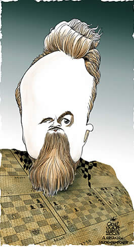 Oliver Schopf, politischer Karikaturist aus Österreich, politische Karikaturen aus Österreich, Karikatur Illustrationen Schach A. Kasanzew