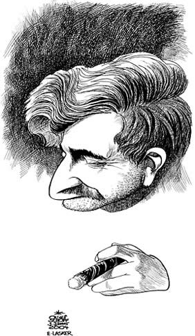 Oliver Schopf, politischer Karikaturist aus Österreich, politische Karikaturen aus Österreich, Karikatur Illustrationen Schach 2006:
emanuel lasker, Emanuel Lasker

