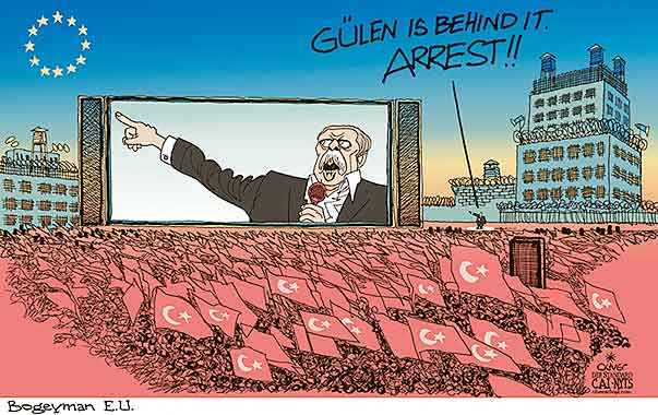  
Oliver Schopf, editorial cartoons from Austria, cartoonist from Austria, Austrian illustrations, illustrator from Austria, editorial cartoon
Europe EU eu European Turkey 2017 ERDOĞAN STAGE CONVENTION EUROPEAN UNION BOGEYMAN PROVOKE GÜLEN MOVEMENT PUBLIC VIEWING DISPLAY JAIL ARREST      

