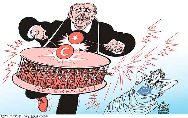  
Oliver Schopf, editorial cartoons from Austria, cartoonist from Austria, Austrian illustrations, illustrator from Austria, editorial cartoon
Europe EU eu European Turkey 2017 TURKEY ERDOGAN CONSTITUTION REFRENDUM DRUMMER DRUM EUROPEAN UNION CAMPAIGN DEMOCRACY FREEDOM   

