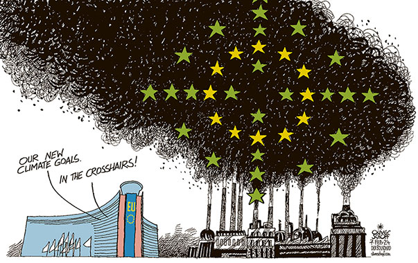 Oliver Schopf, editorial cartoons from Austria, cartoonist from Austria, Austrian illustrations, illustrator from Austria, editorial cartoon politics politician Europe, Cartoon Movement, CartoonArts International 2024:
EU EUROPEAN UNION CLIMATE GOALS CROSSHAIRS ENVIRONMENT AIR DUST GREEN DEAL COAL STARS  

























