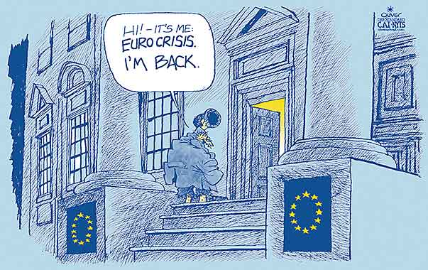  
Oliver Schopf, editorial cartoons from Austria, cartoonist from Austria, Austrian illustrations, illustrator from Austria, editorial cartoon
Europe Euro  and monetary policy  2015 europe EUROPEAN UNION EURO CRISIS GREECE ELECTIONS DOOR ENTRANCE BEGGAR VISIT BACK 
