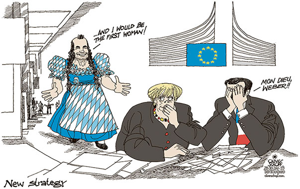  
Oliver Schopf, editorial cartoons from Austria, cartoonist from Austria, Austrian illustrations, illustrator from Austria, editorial cartoon
Europe EU eu European union elections 2019 EU PRESIDENCY COMMISSION MANFRED WEBER MACRON MERKEL WOMAN FEMALE PRESIDENT  

