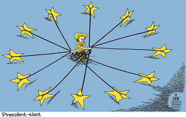  
Oliver Schopf, editorial cartoons from Austria, cartoonist from Austria, Austrian illustrations, illustrator from Austria, editorial cartoon
Europe EUROPEAN UNION EU 2019 EU PRESIDENT OF THE COMMISSION URSULA VON DER LEYEN UVDL ELECTED LEASH CONTROL    

