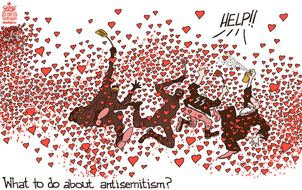 Oliver Schopf, editorial cartoons from Austria, cartoonist from Austria, Austrian illustrations, illustrator from Austria, editorial cartoon politics politician International, Cartoon Movement, CartoonArts International 2023: ANTISEMITISM ISRAEL JEWS MIDDLE EAST PALESTINE GAZA HAMAS IRAN MULLAH FAR RIGHT NAZI FAR LEFT PROTESTS HEART EMPATHY COMPASSION LOVE











