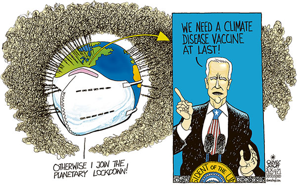 Oliver Schopf, editorial cartoons from Austria, cartoonist from Austria, Austrian illustrations, illustrator from Austria, editorial cartoon politics politician International, Politico, Cartoon Arts International, 2021: COP CLIMATE CHANGE GLOBAL WARMING PLANET EARTH JOE BIDEN ATMOSPHERE MASK VACCINE CORON COVID-19  


