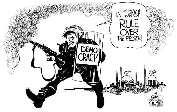 Oliver Schopf, editorial cartoons from Austria, cartoonist from Austria, Austrian illustrations, illustrator from Austria, editorial cartoon politics politician International, Cartoon Arts International, New York Times Syndicate, Cagle cartoon 2013 TURKEY ISTANBBUL ERDOGAN TAYYIP PROTEST DEMOCRACY POLICE GEZI PARK TAKSIM SQUARE FREEDOM MOSQUE  
