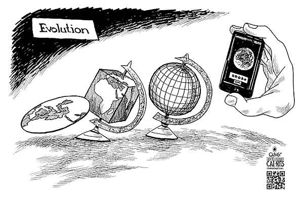 Oliver Schopf, editorial cartoons from Austria, cartoonist from Austria, Austrian illustrations, illustrator from Austria, editorial cartoon digital world  2013 EVOLUTION WORLD IPHONE CELL IPHONE INTERNET TECHNOLOGY GOOGLE FACEBOOK TWITTER 

  