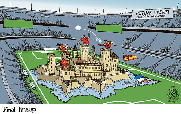 Oliver Schopf, editorial cartoons from Austria, cartoonist from Austria, Austrian illustrations, illustrator from Austria, editorial cartoon politics politician International, Cartoon Movement, @oliverschopf.bsky.social 2026: FIFA WORLD CUP SEMIFINAL SPAIN FRANCE DEFENSE LINEUP FINAL METLIFE STADIUM NEW YORK NEW JERSEY CASTLE MOAT CITADEL BALL POSSESSION
  

 

 




 





 





























